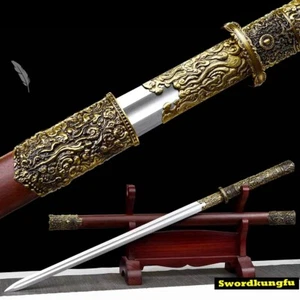 Dragon Phoenix Sword 1095 Carbon Steel Sharp Groove Blade Chinese KUNGFU Knife - Picture 1 of 10
