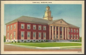 Rathaus WAREHAM Massachusetts ~ Vintage LEINEN - Bild 1 von 2