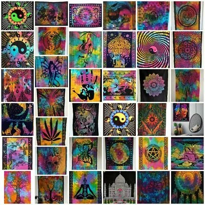 Indian Mandala Wall Hanging  Hippie Gypsy Bohemian Psychedelic Cotton Tapestry - Image 1 of 4
