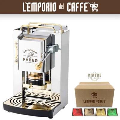 Macchina da Caffe a Cialda Faber Pro Series Deluxe Inox e Ottone + 50 Cialde - Immagine 1 di 3