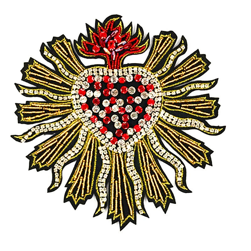 Heart Beads Rhinestone Patches Applique DIY Clothes Bag Sewing Decor Accessories - Image 1 of 4