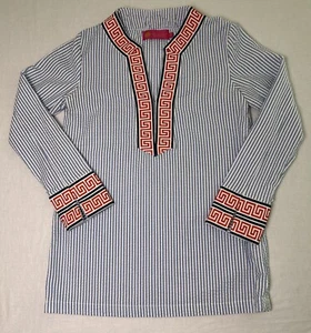 Macbeth Collection by Margaret Josephs greek key seersucker striped tunic XS - Bild 1 von 18