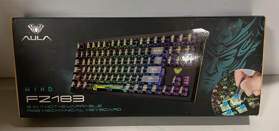 AULA FZ-183 Wind Wired Gaming Keyboard Backlit Hot Swappable Color Changing USB - Image 1 of 1