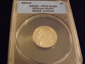 2001-S        Jefferson Nickel            Anacs  PR 70 DCAM - Picture 1 of 2