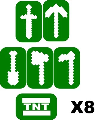 ADD POWER STENCILS 48 x Minecraft tools Body Art, Face paint Glass Etching Glitter Stencil Art