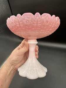 Fenton Art Glass Rosalene Glass Pink Pedestal Compote Candy Dish - Picture 1 of 8