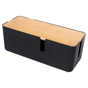Cable Management Box with Bamboo Lid Small Cable Organizer Box for6864 - Picture 1 of 7