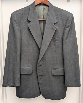 Evan Picone Wool Sport Coat Mens 42S Dark Gray w/ Blue Windowpane Blazer Jacket - Image 1 of 4