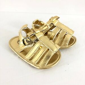 Baby Girls Gladiator Fisherman Sandals Strappy Gold Size 2