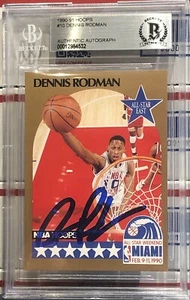 1990-91 HOOPS DENNIS RODMAN, #10, AUTO, BECKETT AUTHENTIC, ALL STAR CARD, HOF - Bild 1 von 2
