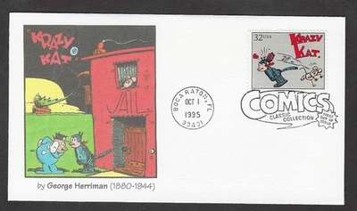 #3000e 32c Comic Strip Classics -Krazy Kat by George Herriman- Fleetwood FDC - Image 1 of 2