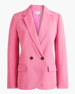 J.CREW Factory Neu mit Etikett $ 218 drapierter zweireihiger Blazer aus Twill Jacke 6 Kaugummi - Bild 1 von 9