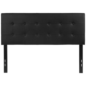 Pemberly Row Modern Upholstered Full Panel Headboard in Black - Picture 1 of 4