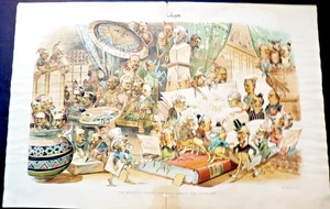 The 1892 Judge magazine centerfold lithograph "THE BROWNIES INVADE THE JUDGE..". - Picture 1 of 3
