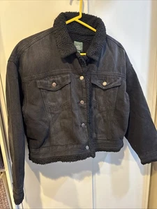Black jean jacket wild fable size medium Faux Fur Lined - Picture 1 of 7