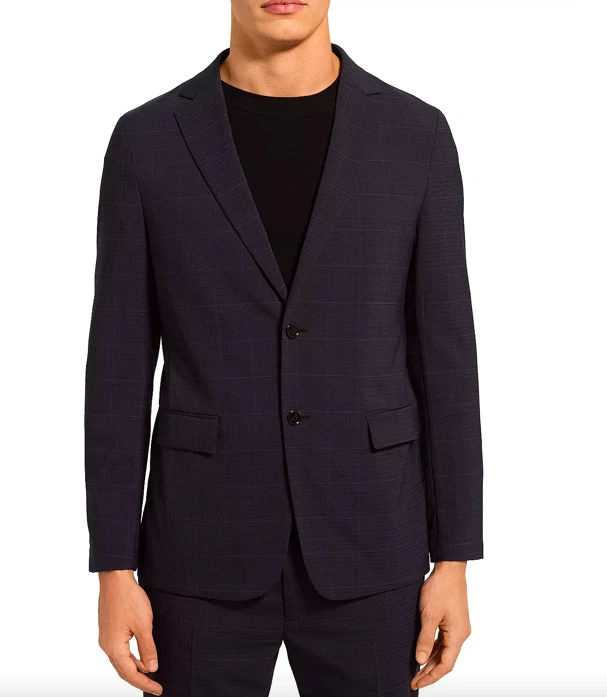 Theory Clinton Air Grid Perforated Tonal Plaid Suit Jacket Size 36 R New - Image 1 of 1