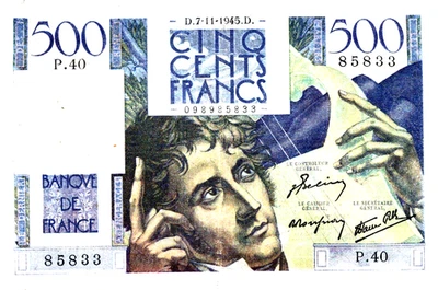 France 500 Francs 1945 Pick # 129a CVF-XF - Image 1 of 3