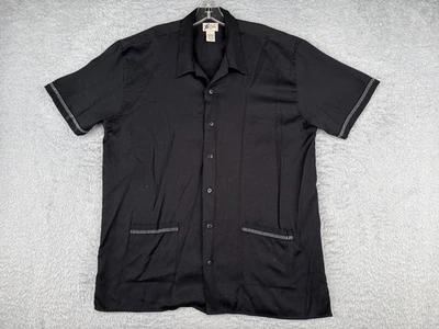 VINTAGE Cherokee Waikiki Wear Shirt Adult Large Black Rayon Blend Hawaiian READ - Image 1 of 4