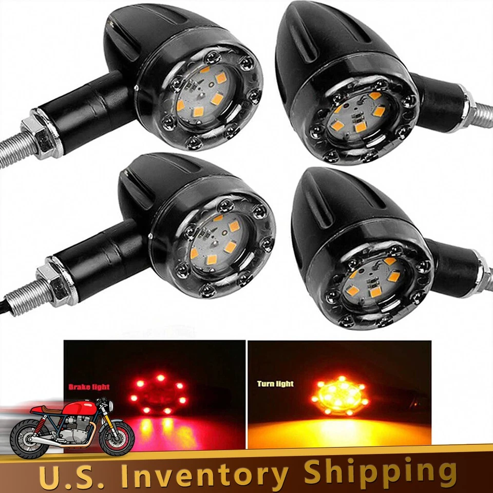 Motorcycle LED Turn Signal Light Blinker Amber For Harley Honda Suzuki Yamaha Foto 1 de 4