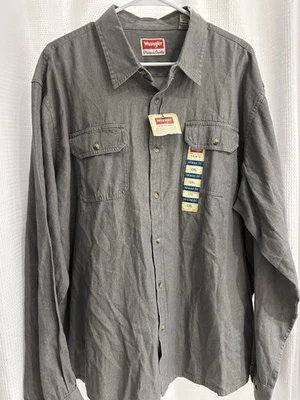 NWT Wrangler Premium Quality Men's XXL GRAY Long Sleeve Button-Up Workwear Shirt - Image 1 of 4