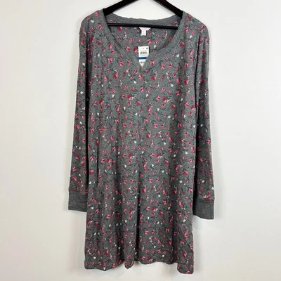 Camisa para dormir Charter Club de mezcla de algodón manga larga coqueta floral talla X-grande Foto 1 de 4