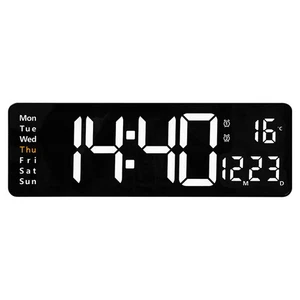 16" Digital LED Desk Alarm Clock Large LCD Display Wall Clock Temperature Date - Picture 1 of 12