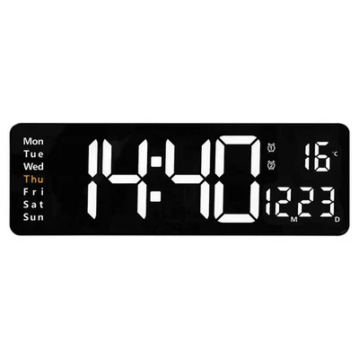 16" Digital LED Desk Alarm Clock Large LCD Display Wall Clock Temperature Date - Image 1 of 4