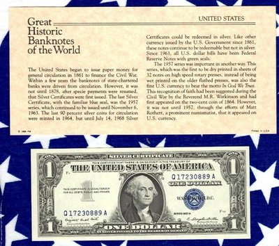 Great Historic Banknotes United States 1 Dollar 1957A P 419a Silver Certificate - Image 1 of 2