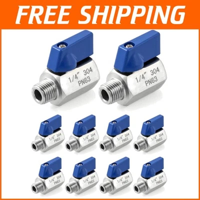 Efficient 10-Pack 1/4" Stainless Steel Mini Ball Valves for Multiple Uses - Image 1 of 4