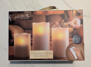 Apothecary & Co 3 Pc Cream LED Candle Set w/ Remote Battery Operated - Picture 1 of 9