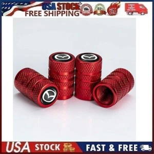 4PCS Metal Car Tire Valve Caps Valve Stem Cover Compatible with Mazda Red 1 - Picture 1 of 13