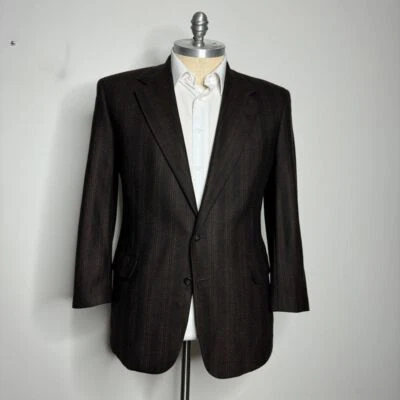 Tom James Sport Coat Blazer 42R Mens Brown Stripe Wool - Image 1 of 4