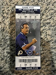 2010 TENNESSEE TITANS VS WASHINGTON REDSKINS 11/21 NFL TICKET STUB - Picture 1 of 1