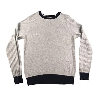 Michael Kors мужской средний серый темно-синий текстурированный ворота длинным рукавом свитер опрятный - Изображение 1 из 4