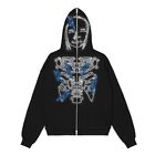 Trendy Skeleton Hoodie With Rhinestone Embellishments For Men And Women