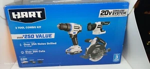 HART 3-Tool Combo Kit 1/2" Drill Driver 6-1/2" Circular Saw LED Light HPCK321B - Picture 1 of 12