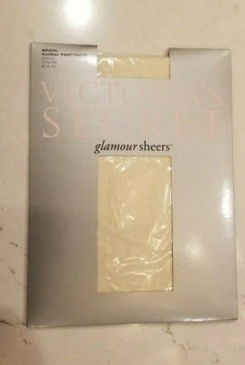Victoria's Secret Bridal Pantyhose Glamour Sheers In Cream Floral Size Small  - Image 1 of 4
