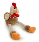 goDog Checkers Skinny Rooster Squeaky Plush Dog Toy Chew Guard Technology - B...