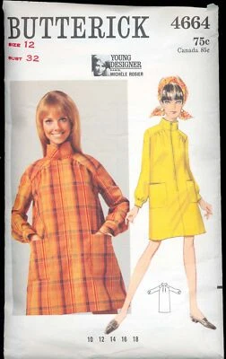 1960s Vintage TENT COAT DRESS Designer MICHELE ROSIER Sewing PATTERN Size 12 - Image 1 of 2