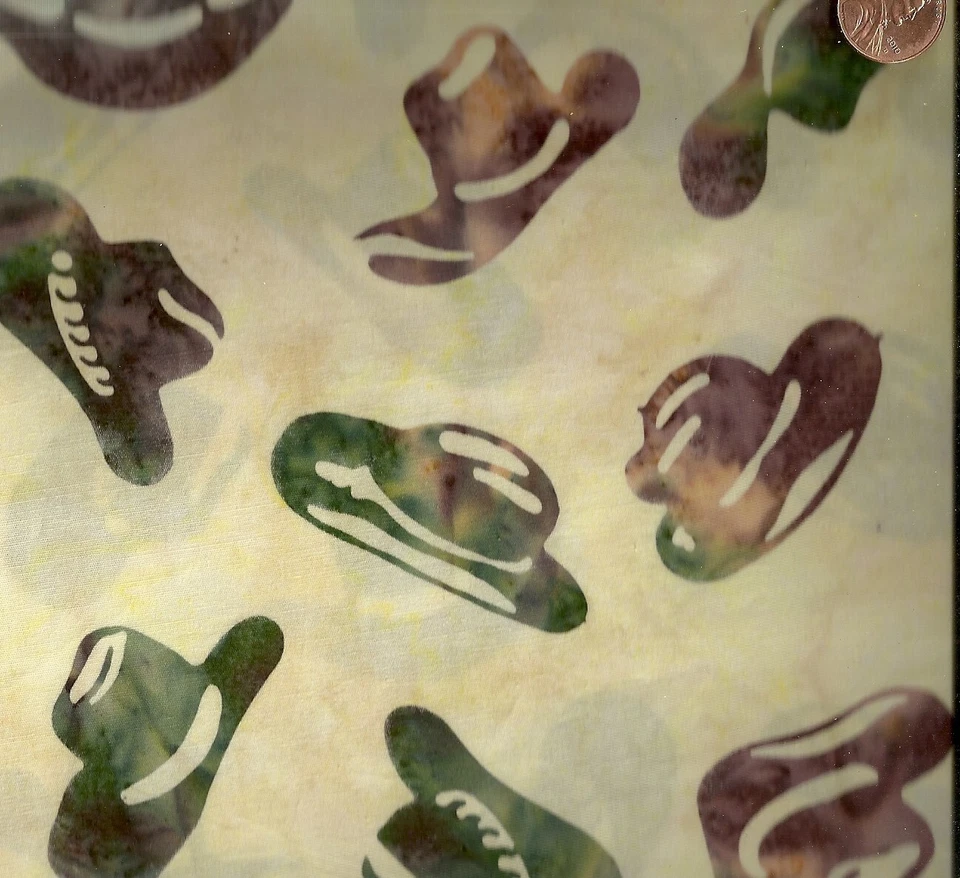 Fandango Crema Verde Marrón Vaquero Western Sombreros Batik Avlyn Tela Foto 1 de 1