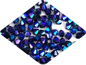 Czech Bicone Crystal Beads Jet full AB 3mm 4mm 6mm AB2X Rondelle Diamond - Picture 1 of 4