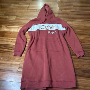 Calvin Klein Hoodie Dress Long Sleeve Casual Athleisure Pockets Size M - Picture 1 of 8