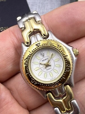 Helbros Two Tone White Dial Diamond Hour Marker Quartz 27mm Watch 8298TW - Image 1 of 4