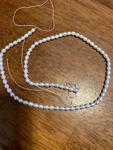 16'' STRAND OF SOFT WHITE  CULTURED OVAL PEARLS - Picture 1 of 4