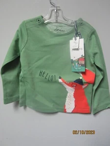 Joules Toddler Boy Angus Green Fox Long Sleeve Shirt Size 18-24M CUTE APPLIQUES! - Picture 1 of 3