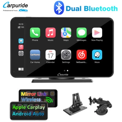 Carpuride Wireless Apple Carplay 7” Portatile Android Auto Car Stereo Voice Ctrl - Immagine 1 di 4