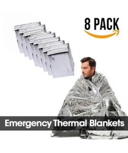 8 Pack Emergency BLANKET Thermal Survival Safety Insulating Mylar Heat 130/210cm - Picture 1 of 12
