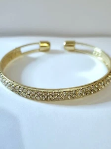 Gold Plated Cubic Zirconia Adjustable Bangle - Picture 1 of 3