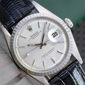 Rolex Mens Datejust Stainless Steel Silver Dial Engine Turned 36mm Watch - Picture 1 of 24