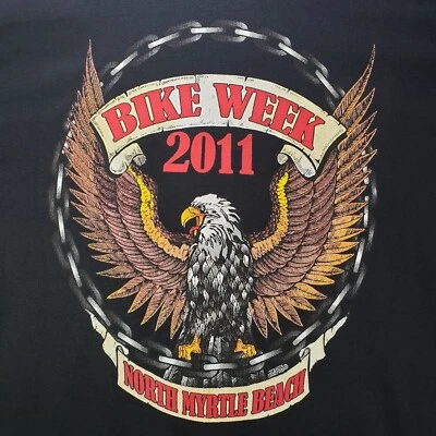 Jerzees Tee Men's 2XL Bike Week 2011 Short Sleeve Black Cotton Biker Harley - Image 1 of 4